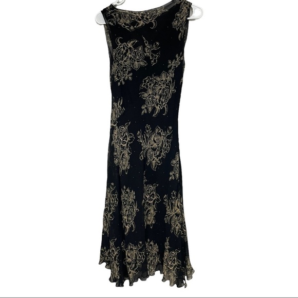 Lapis Silk Floral Faux Wrap Midi Dress Large - Picture 2 of 12